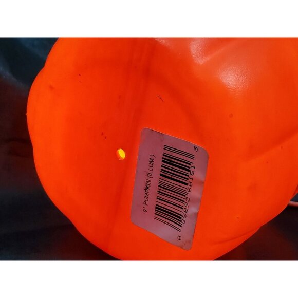Halloween JACK-O-LANTERN BLOW MOLD 9"h w/ light cord orange plastic pumpkin head - Picture 11 of 11